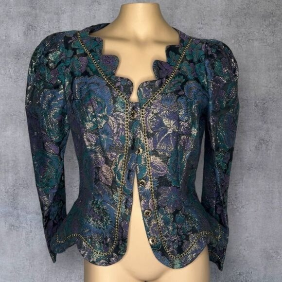 Elegant Cachet by Bari Protas Brocade Jacket - Picture 5 of 7